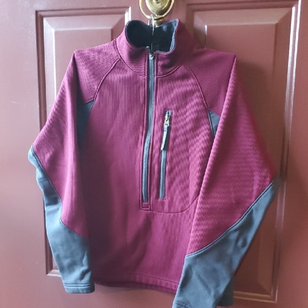 REI Maroon and Charcoal Quarter-Zip Pullover
